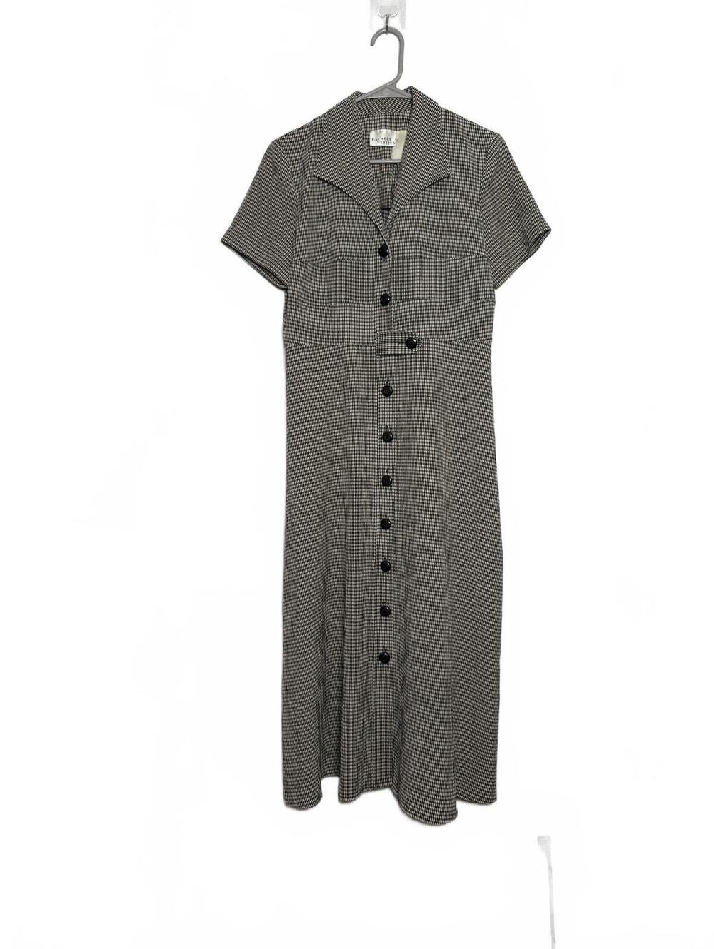Valerie Stevens Black and White Checkered Button-Down Dress